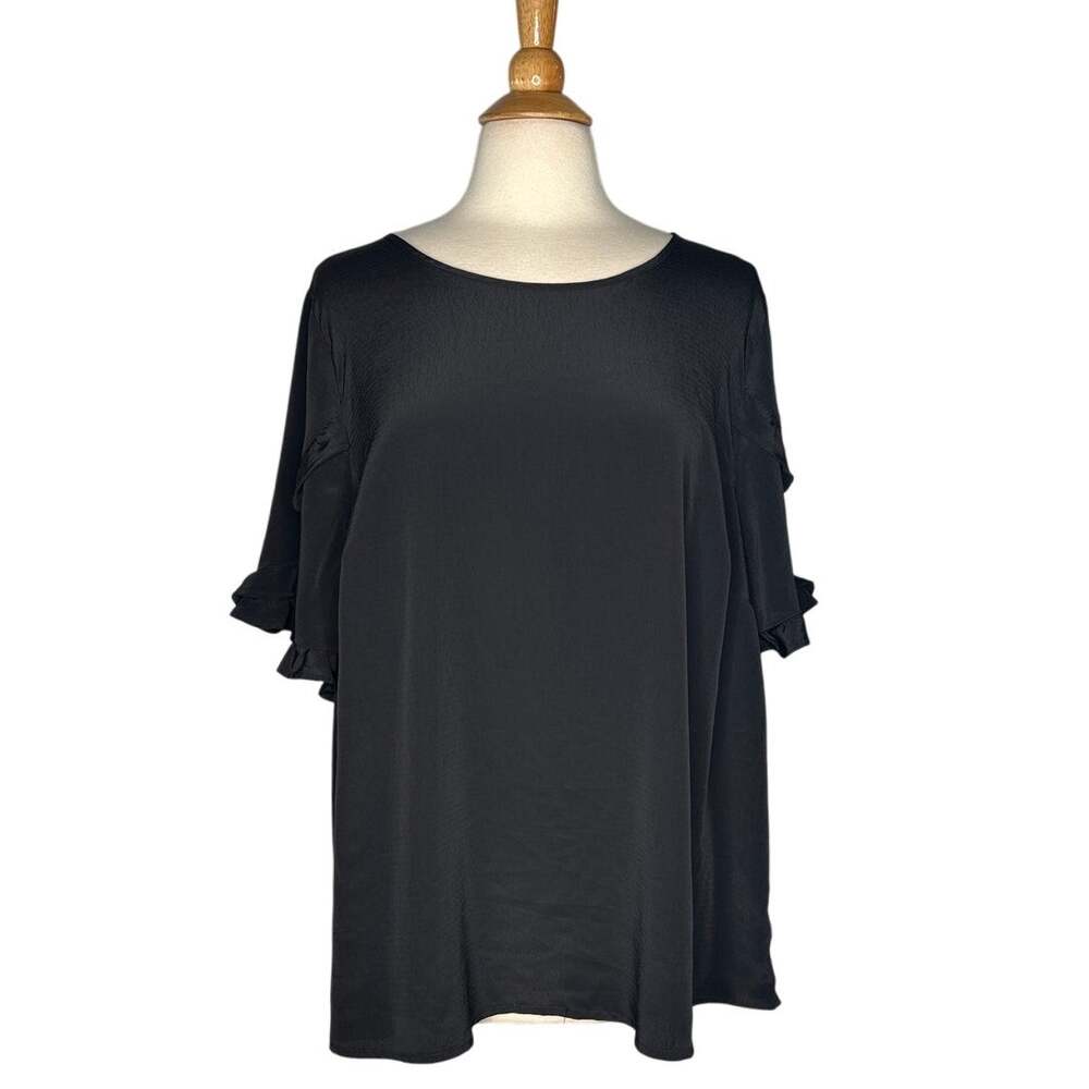 Torrid Black Ruffle Sleeve Blouse Modest Plus Size Office Career Loose JJ11